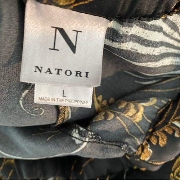 Natori Black Gold Print Drawstring Pajama Lounge Pants size large - Picture 6 of 7